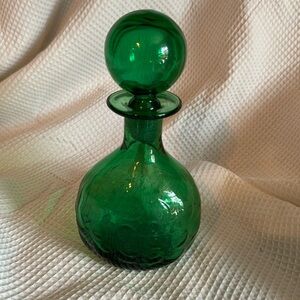 Green Glass Empoli Decanter MCM Vintage Bottle